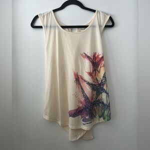 Official Disney Parks “Pandora” Avatar Print Cream Tank Top with open back